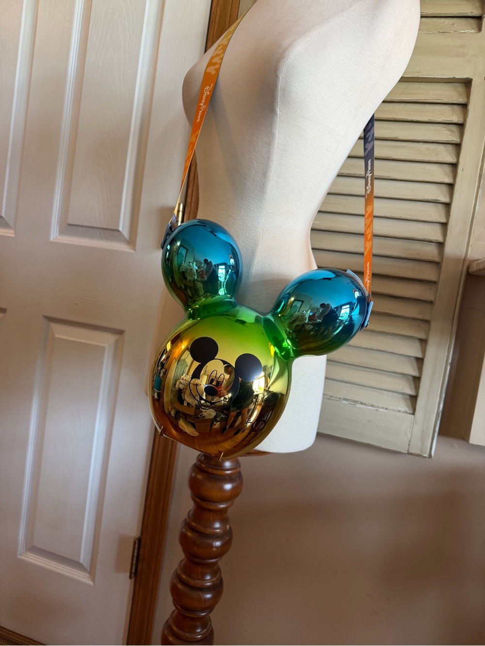 Disney Iridescent Mickey Head Crossbody Bag in Blue-Green-Gold - Picture 2 of 4